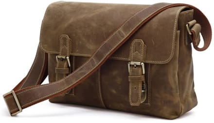 Bruine Leren Retro Messenger Bag
