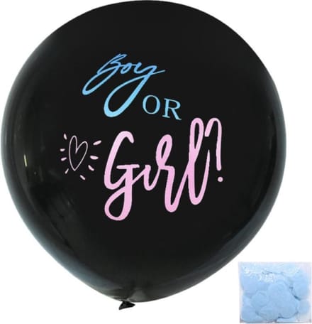 Gender reveal ballon 90cm - It's a boy (Blauwe confetti)