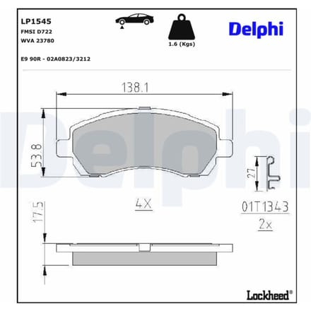 Remblokset DELPHI LP1545, voor