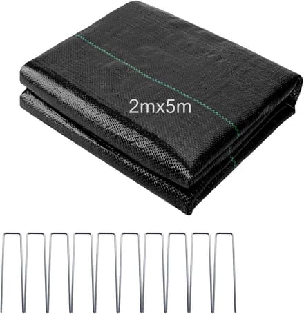 Sterk Onkruiddoek 2x5m (10m²) Waterdoorlatend Gronddoek voor Tuin en Bloembedden