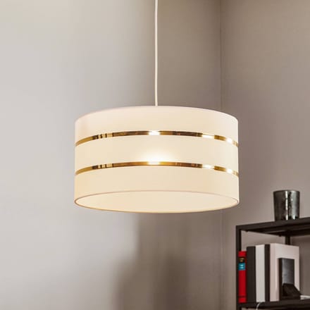 HELAM Hanglamp Helen textiel kap wit-goud Ø 40 cm
