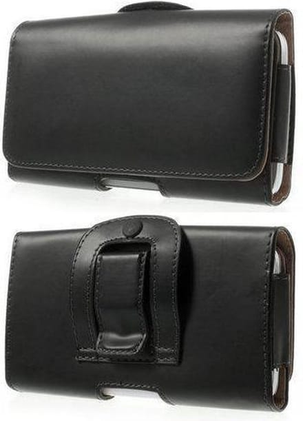 Leren flip wallet hoesje + clip broekclip Samsung Galaxy S6