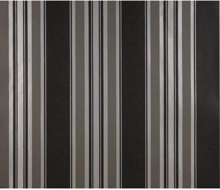 Dutch Wallcoverings - Schuimvinyl streep zwart/zilver