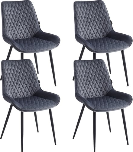 Colenis - Adama Eetkamerstoel - Set Van 4 - Grijs - Fluweel - Velvet - Industrieel