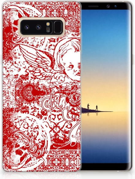 Silicone Back Case Samsung Galaxy Note 8 Angel Skull Rood