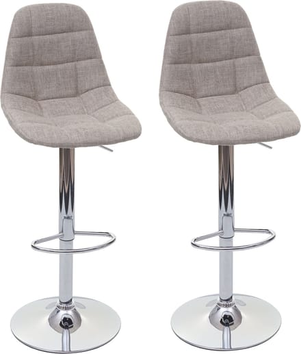 Set van 2 barkrukken MCW-A67, barkruk counterkruk, MVG-gecertificeerd ~ crème-grijs, textiel