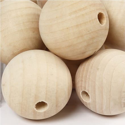 Houten kraal, d 40 mm, gatgrootte 7 mm, 30 stuk/ 1 doos