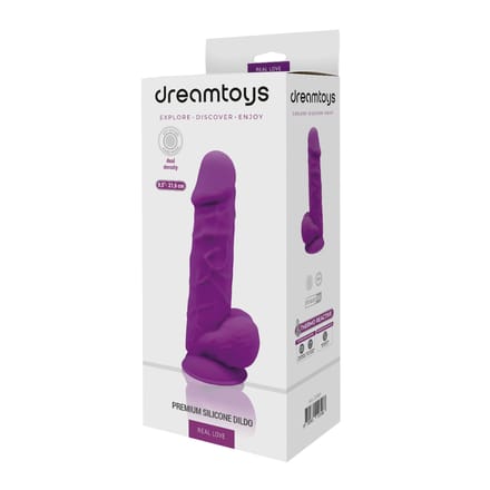 REAL LOVE DILDO WITH BALLS 8.5 INCH PURPLE