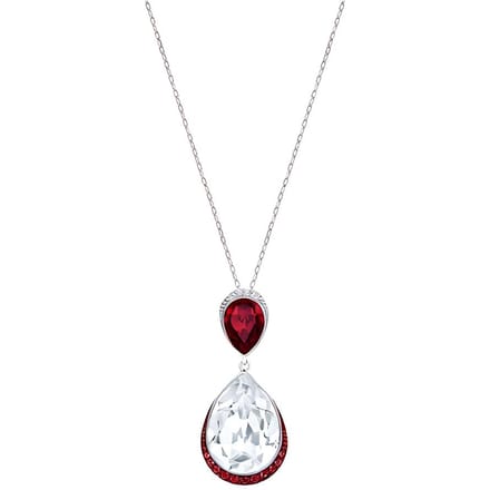 Swarovski Dubbele Waterdruppel Metalen Ketting Dames ketting 5236077 Silver,F white