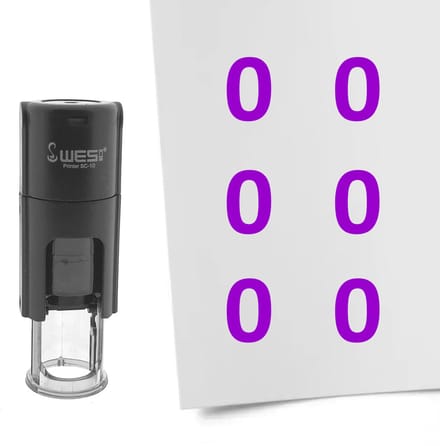CombiCraft Stempel Getal 0 10mm rond paarse inkt - per 1 stuk