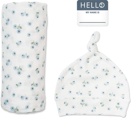 Lulujo Hello World Swaddle & Mutsje - Blueberry