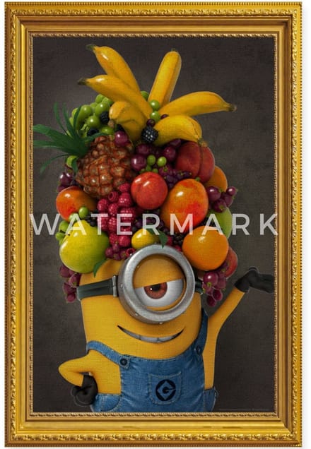 Minions Stuart Schilderen Met Fruit Poster 60x90 cm