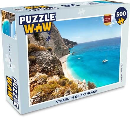 Puzzel Griekenland - Strand - Berg - Legpuzzel - Puzzel 500 stukjes
