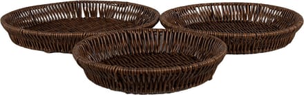 Clayre & Eef Serveerschalen Set van 3 Ø 28 / Ø 25/ Ø 22 cm Bruin Kunststof