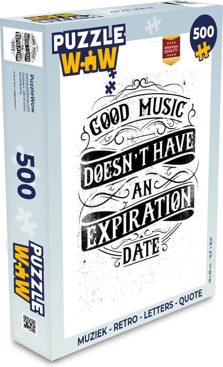 Puzzel Muziek - Retro - Letters - Quote - Legpuzzel - Puzzel 500 stukjes
