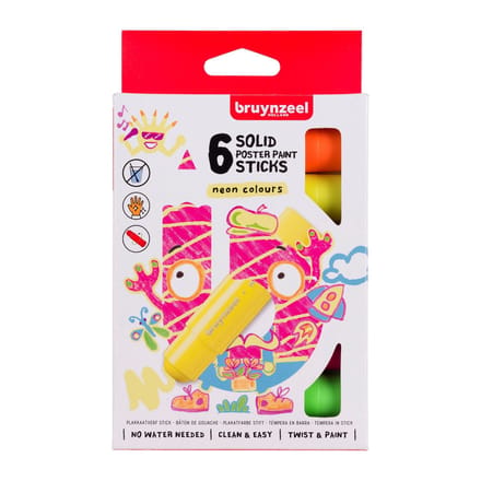 Bruynzeel Plakkaatverf sticks set Neon | 6 kleuren