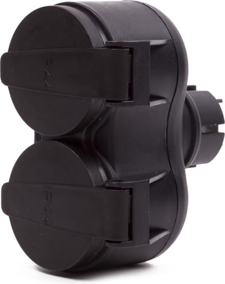 Benson stopcontact splitter - 2x - duo - met klep - zwart - stopcontactsplitter