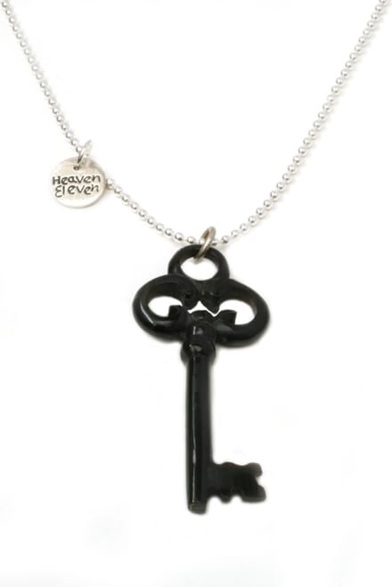 Heaven Eleven KIDS - Meisjes - ketting - zilver - 925 - zwart - sleutel - bone