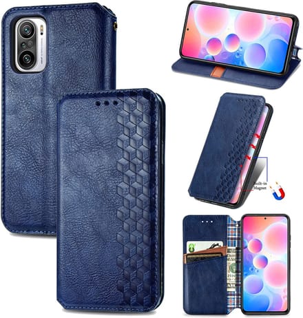 Luxe PU Lederen Ruitpatroon Wallet Case + PMMA Screenprotector voor Xiaomi Redmi Note 10 Pro _ Blauw