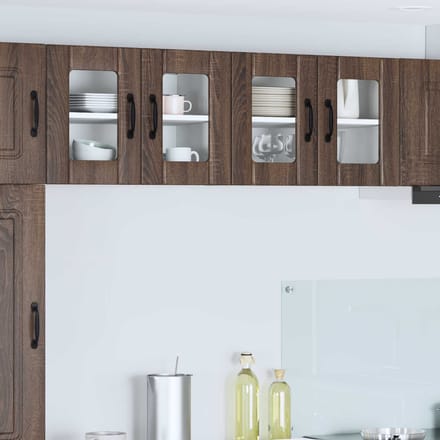 vidaXL - Wandglas - Kasten - LUCCA - 2 - st - Bruin - eiken - Bewerkt - hout