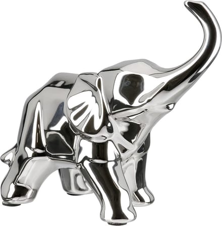 Gilde Handwerk - Beeld - Sculptuur - Olifant - Edgy - Zilver - Keramiek