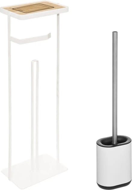 5Five - WC-borstel/Toiletborstel met toiletrolhouder set in het wit