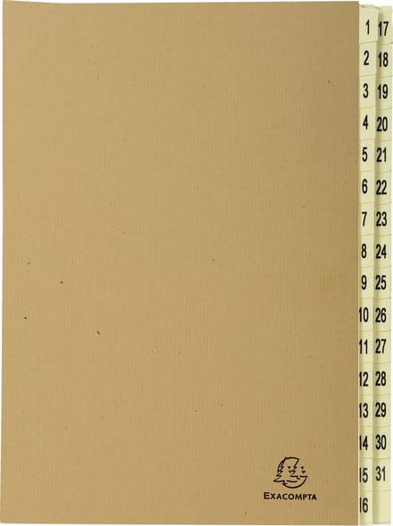 Exacompta Sorteermap Ordonator® in gerecycleerde kraft - 31 indelingen -genummerd van 1 tot 31 - A4 - Kraft bruin - 22219E