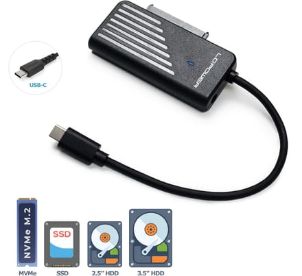 Externe Adapter USB3.2 Gen. 2x1 Tye-C naar 2,5" SATA HDD/SSD - 3.5'' SATA HDD - NVMe M.2 SSD M-Key/B+M-Key - 10Gbps
