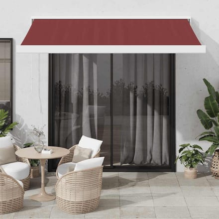 vidaXL - Luifel - handmatig - uittrekbaar - 350x250 - cm - bordeauxrood