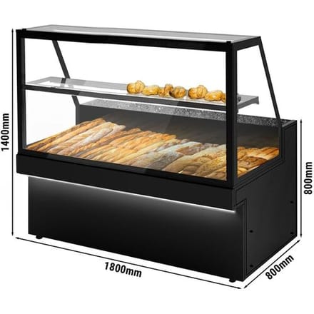 GGM Gastro Brottheke TORONTO - 1800mm - schwarze Front - 1 Ablage
