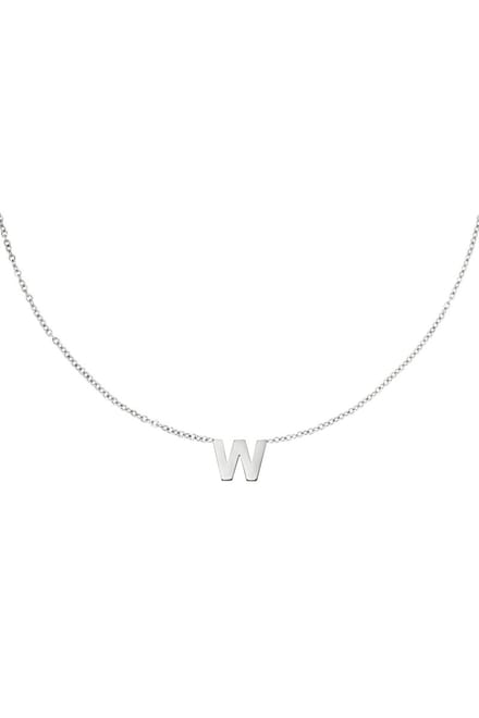 Edelstalen ketting initiaal W Zilver Stainless Steel