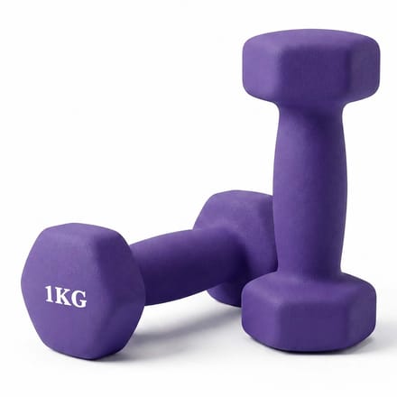 Dumbells - set van 2 - gietijzer - 1 kg - antislip - paars