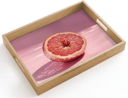 Dienblad hout 40x30 cm - Schootdienblad - Grapefruit - Roze - Disco - Shiny - Borrelplank rechthoek - Plateau dienbladen