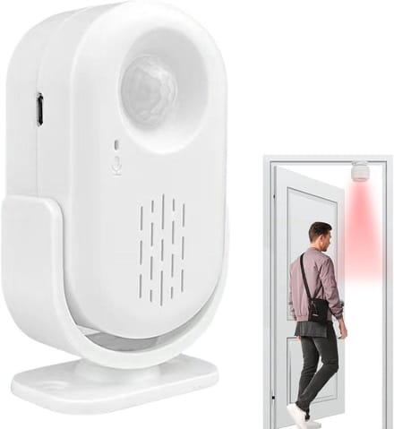 Deurbel met sensor - Bewegingsmelder - Veiligheid thuis - USB oplaadbaar - 10 x 6.5 x 10 cm - Wit