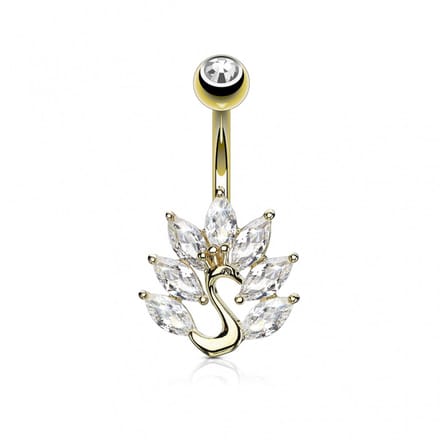 Navelpiercing zwaan - goud - LMPiercings