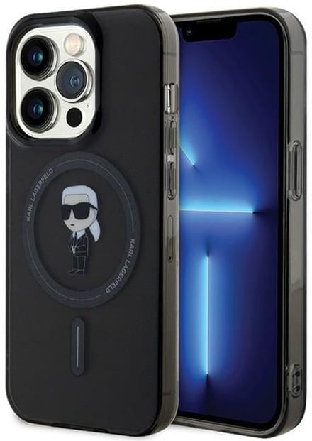 Karl Lagerfeld Serie - MagSafe iPhone 14 Pro Max Hoes - Zwart - IML Constructie - Exclusief Ontwerp