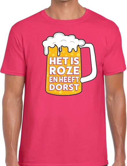 Het is roze en heeft dorst t-shirt - tekst shirt Het is roze en heeft dorst voor heren M
