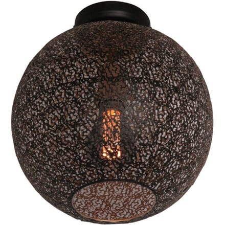 Freelight Oronero plafondlamp - bollamp - kap Ø30 cm - excl. E27 lichtbron - zwart met goud