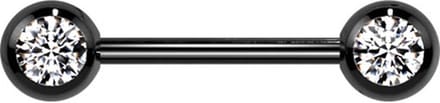 Piercing titanium steen rond extern schroefdraad 1.6x12 - zwart - LMPiercings