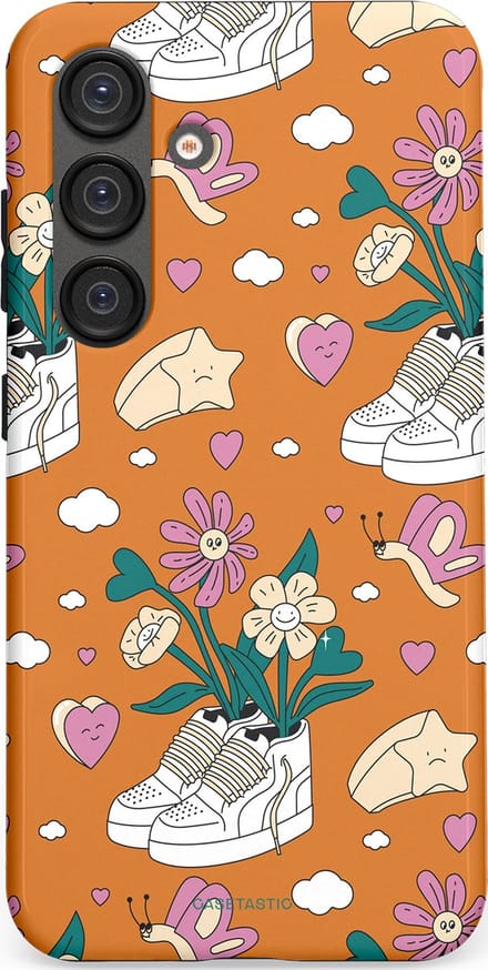 Casetastic hoesje geschikt voor Samsung Galaxy S25 - Dubbellaagse bescherming - Hartentuin - Fashion Case - Terracotta Zand Lichtgrijs