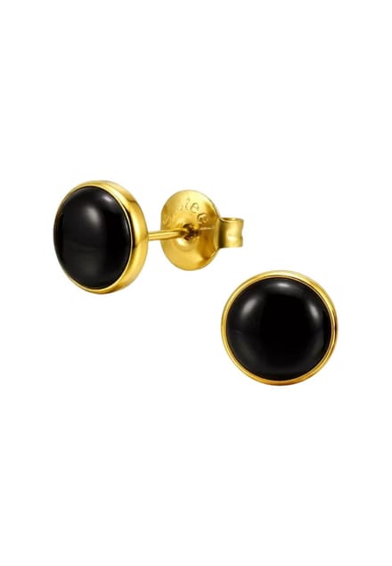 Runde Oorbellen in Goldfarbe mit Schwarzem Epoxid