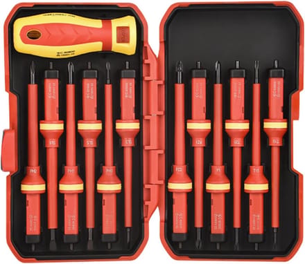 Geïsoleerde Schroevendraaier Set - Elektricien Tool Kit - Veilig Klussen - 1000V Spanning Bestendig - 13 Stuks - Grijs