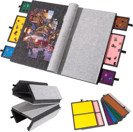 Opvouwbaar Puzzelbord - Puzzeltafel Puzzelplateau - Puzzels Sorteren - Met 6 Sorteerladen - 88 x 67 cm - Grijs
