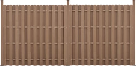 WPC Schuttingpaneel 11 planken met palen 185x376 cm bruin