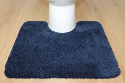 Set - PRIMA - Soft - WC mat - 50x60cm - antislip - met uitsparing 21cm - en - Badmat - 50x70cm - donker blauw - antislip