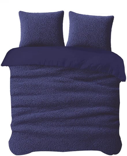 iSleep Dekbedovertrek Teddy - Eenpersoons - 140x200/220 cm - Donker Blauw