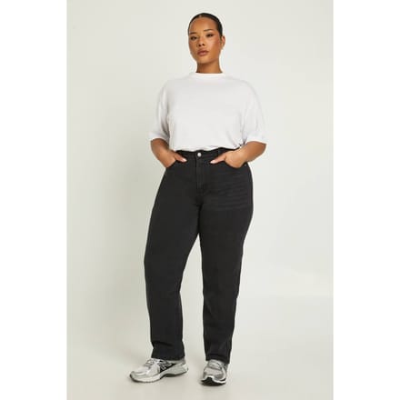 boohoo Dames De Plus Size Hoge Taille Mom Jeans | Washed Black | Maat: 28/30L