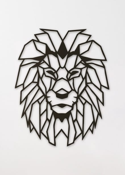 Wanddecoratie polygon | Leeuw - M (32x40cm)