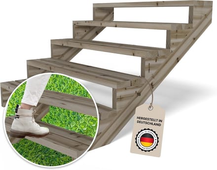 Terrastrap met 5 treden en massief grenen constructie - breedte 120 cm