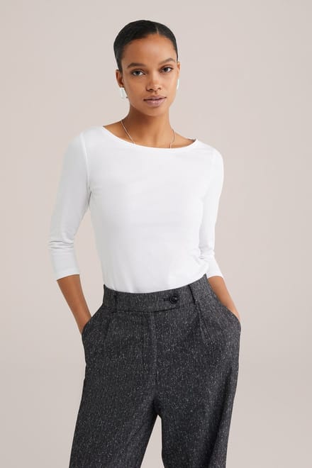 WE Fashion Dames T-shirt met driekwart mouwen